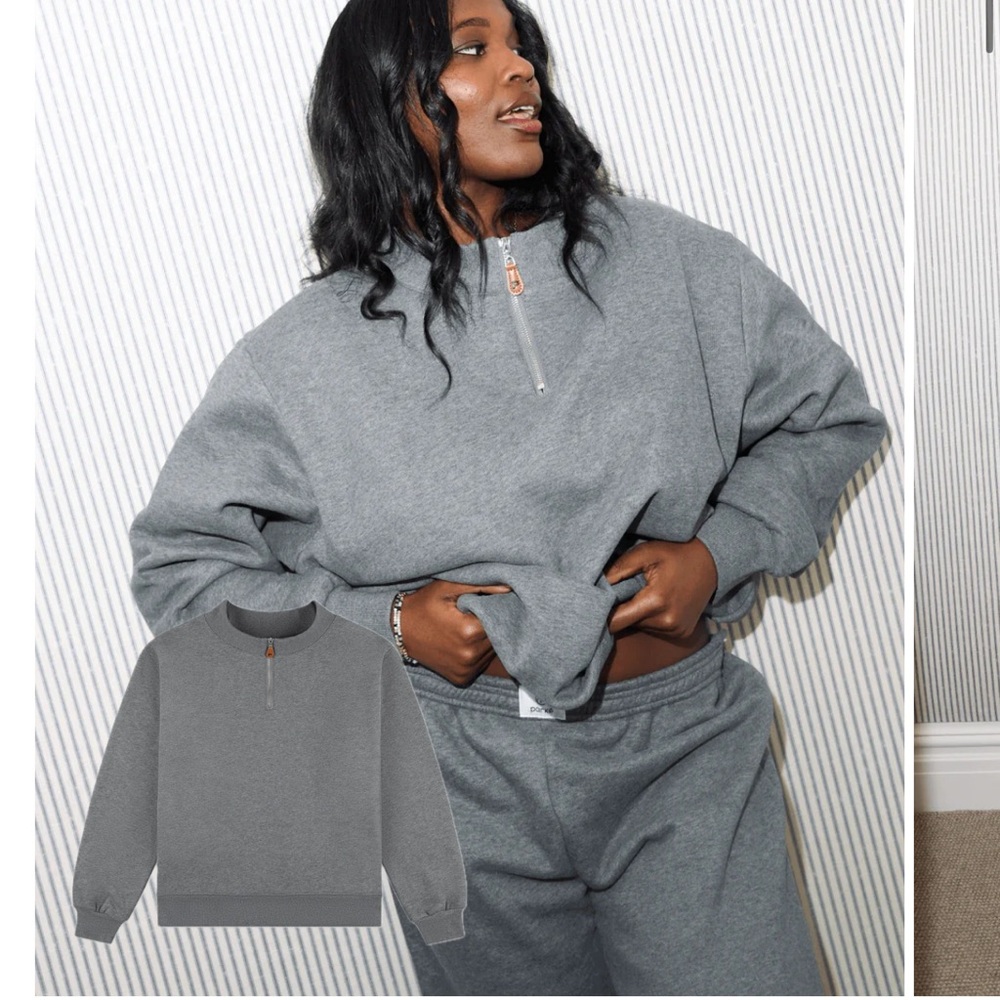 Women's Charcoal Half-Zip Sweater